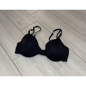 Maidenform P0670 Lined Underwire Bra Lace Detail Womens 34B Black